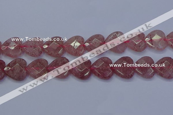 CBQ473 15.5 inches 20mm faceted heart strawberry quartz beads