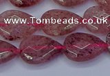 CBQ477 15.5 inches 12*16mm faceted flat teardrop strawberry quartz beads