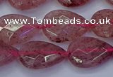 CBQ478 15.5 inches 13*18mm faceted flat teardrop strawberry quartz beads