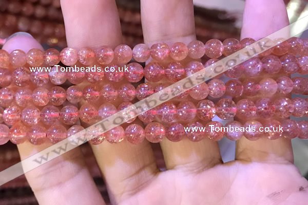 CBQ559 15.5 inches 6mm round golden strawberry quartz beads