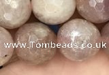 CBQ576 15.5 inches 16mm faceted round strawberry quartz beads