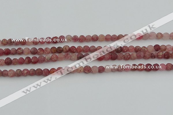 CBQ660 15.5 inches 6mm round matte strawberry quartz beads