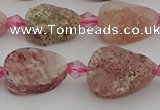 CBQ668 15.5 inches 8*12mm flat teardrop matte strawberry quartz beads