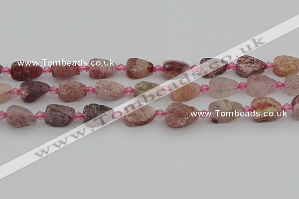 CBQ668 15.5 inches 8*12mm flat teardrop matte strawberry quartz beads