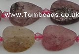 CBQ669 15.5 inches 10*15mm flat teardrop matte strawberry quartz beads