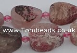 CBQ670 15.5 inches 12*16mm flat teardrop matte strawberry quartz beads