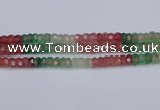 CBQ677 15.5 inches 6*11mm faceted rondelle mixed strawberry quartz beads