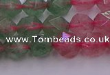 CBQ682 15.5 inches 8mm faceted nuggets mixed strawberry quartz beads
