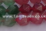 CBQ684 15.5 inches 12mm faceted nuggets mixed strawberry quartz beads