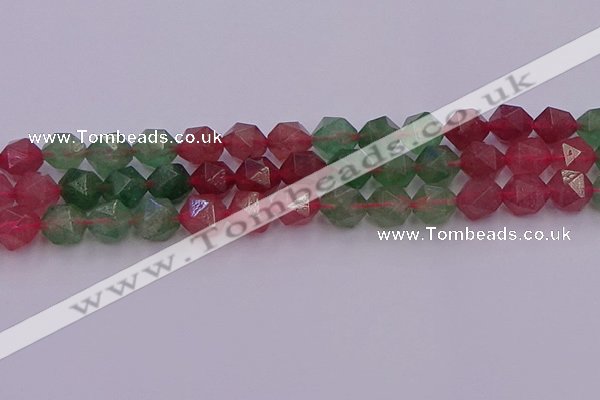 CBQ684 15.5 inches 12mm faceted nuggets mixed strawberry quartz beads