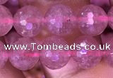 CBQ688 15.5 inches 8mm faceted round strawberry quartz gemstone beads