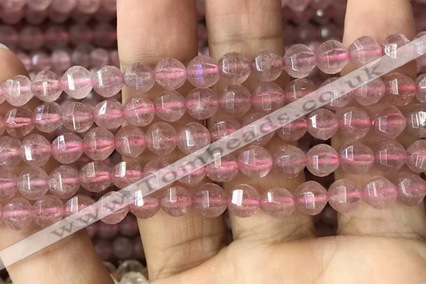 CBQ690 15.5 inches 6mm faceted round strawberry quartz beads