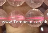 CBQ692 15.5 inches 10mm faceted round strawberry quartz beads