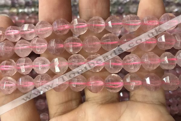 CBQ692 15.5 inches 10mm faceted round strawberry quartz beads