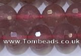 CBQ702 15.5 inches 8mmm faceted round strawberry quartz beads