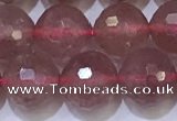 CBQ703 15.5 inches 10mmm faceted round strawberry quartz beads