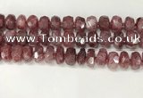 CBQ712 15.5 inches 6*12mm - 8*13mm faceted tyre strawberry quartz beads