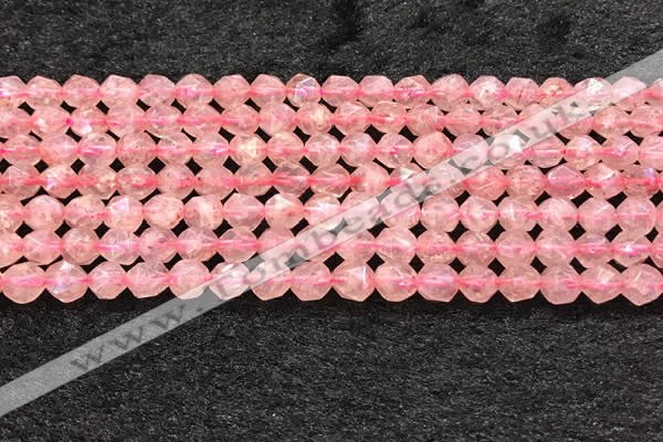 CBQ718 15.5 inches 6mm faceted nuggets strawberry quartz beads