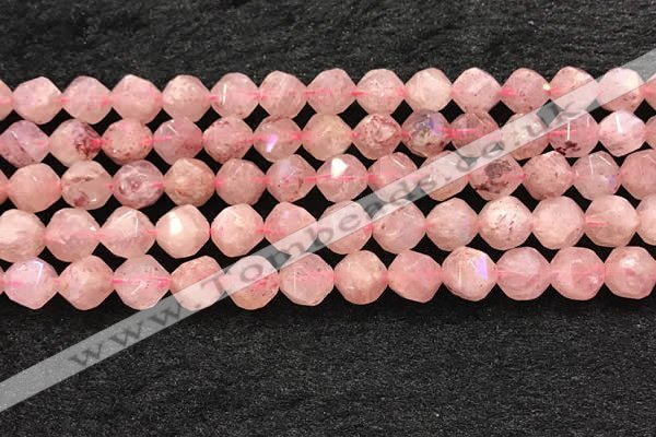 CBQ720 15.5 inches 10mm faceted nuggets strawberry quartz beads