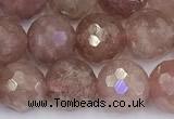 CBQ763 15 inches 9mm faceted round strawberry quartz beads