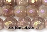 CBQ776 15 inches 8mm faceted round AB-color strawberry quartz beads