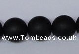 CBS07 15.5 inches 16mm round black stone beads wholesale