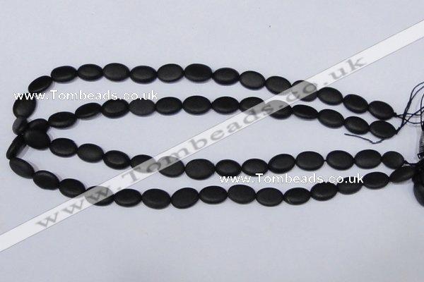 CBS10 15.5 inches 10*12mm oval black stone beads wholesale