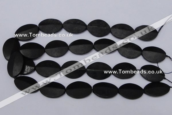 CBS12 15.5 inches 18*25mm oval black stone beads wholesale