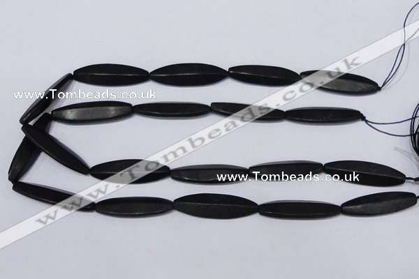 CBS14 15.5 inches 12*40mm marquise black stone beads wholesale