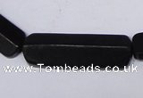 CBS15 15.5 inches 12*40mm cylinder black stone beads wholesale