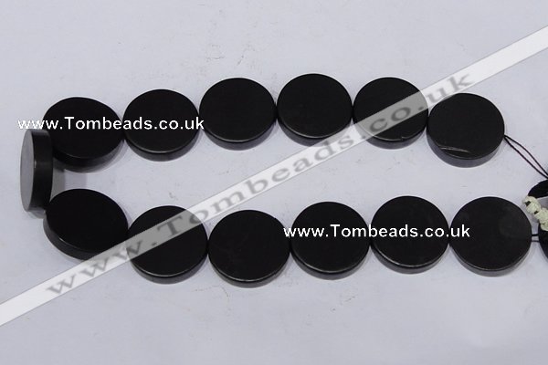 CBS20 15.5 inches 30mm coin black stone beads wholesale