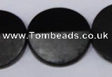 CBS21 15.5 inches 30mm coin black stone beads wholesale