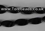 CBS214 15.5 inches 8*16mm twisted rice blackstone beads wholesale