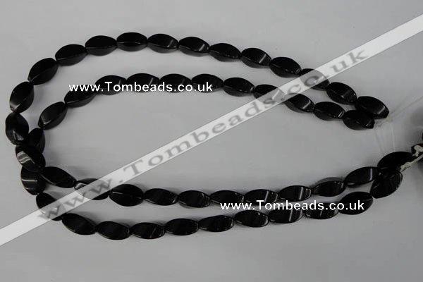 CBS214 15.5 inches 8*16mm twisted rice blackstone beads wholesale