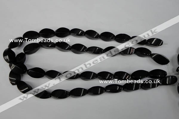 CBS215 15.5 inches 10*20mm twisted rice blackstone beads wholesale