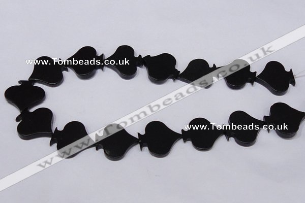 CBS22 15.5 inches 28*28mm heart black stone beads wholesale