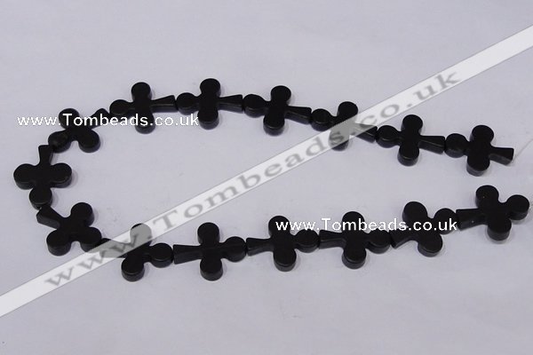 CBS23 15.5 inches 22*26mm cross black stone beads wholesale