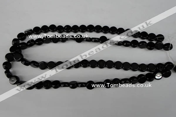 CBS238 15.5 inches 10mm flat round blackstone beads wholesale