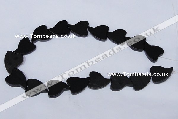 CBS26 15.5 inches 20*26mm heart black stone beads wholesale