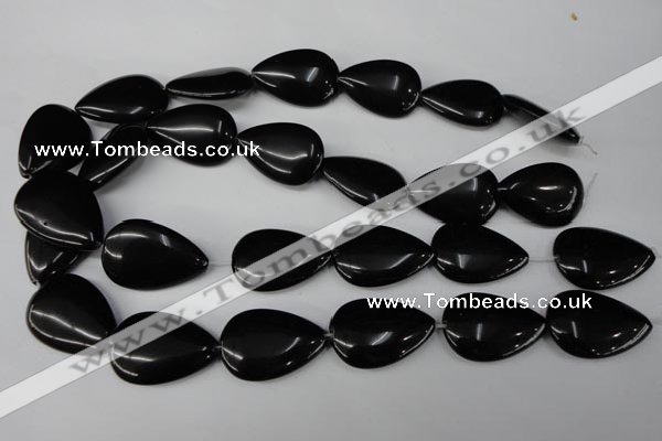 CBS268 15.5 inches 20*30mm flat teardrop blackstone beads wholesale