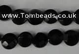 CBS292 15.5 inches 10mm faceted coin blackstone beads wholesale