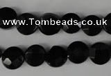 CBS292 15.5 inches 10mm faceted coin blackstone beads wholesale