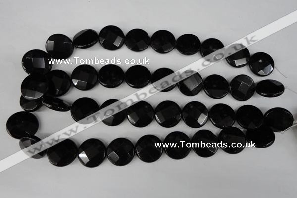 CBS297 15.5 inches 20mm faceted coin blackstone beads wholesale