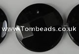 CBS300 15.5 inches 35mm faceted coin blackstone beads wholesale