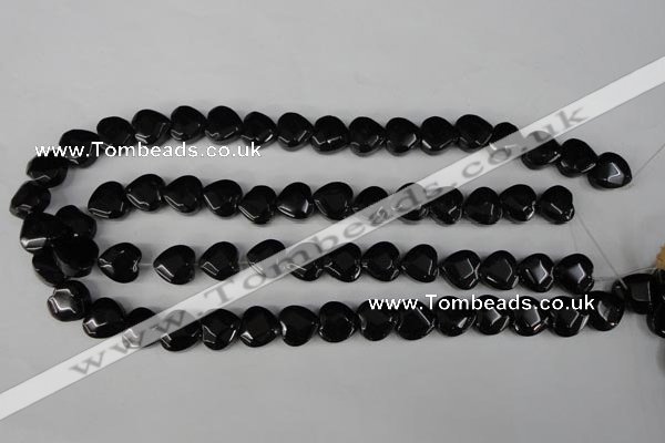 CBS303 15.5 inches 12*12mm faceted heart blackstone beads wholesale