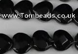 CBS305 15.5 inches 15*15mm faceted heart blackstone beads wholesale