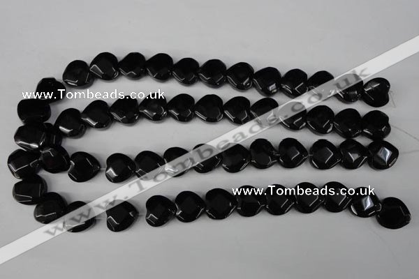 CBS305 15.5 inches 15*15mm faceted heart blackstone beads wholesale