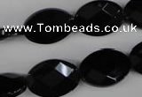 CBS312 15.5 inches 13*18mm faceted oval blackstone beads wholesale