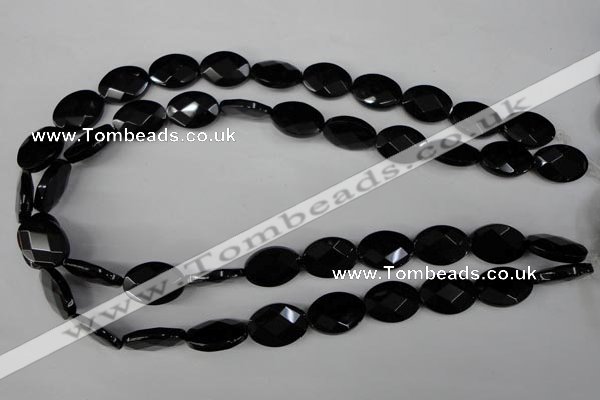 CBS312 15.5 inches 13*18mm faceted oval blackstone beads wholesale