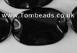 CBS325 15.5 inches 26*40mm wavy oval blackstone beads wholesale
